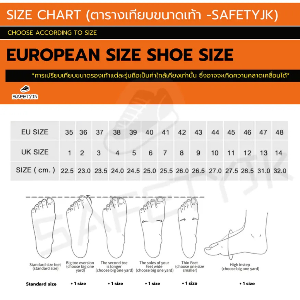 รองเท้าเซฟตี้ SAFETY JK รุ่น SJK-2217 เบอร์ 36 หัวเหล็ก กันลื่น น้ำหนักเบา ทรงสปอร์ต_7